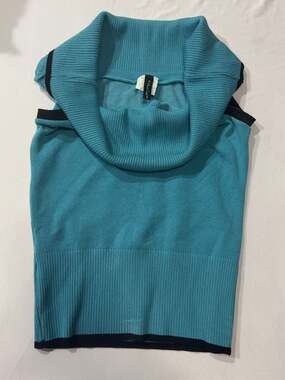 E257 Heart & Soul Sleeveless Cowl Neck Ribbed Sweater Top Size Medium